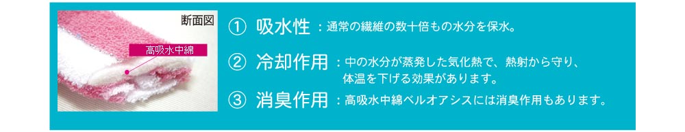 吸水性・冷却作用・消臭作用に優れた素材です